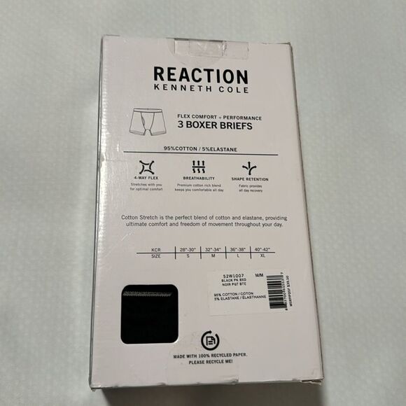 Kenneth Cole Boxer Briefs Mens Medium Black 3 Pack - Picture 2 of 2